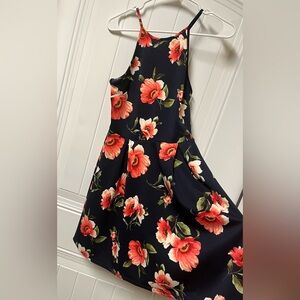 Ladies Navy and Coral Pleated Flare Dress by Monteau Gently used. Size Medium.